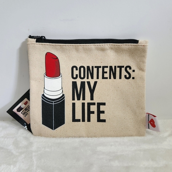 Sephora Lipstick Contents My Life Breakups To Makeup Cosmetic Bag Pouch NWT - Picture 1 of 8